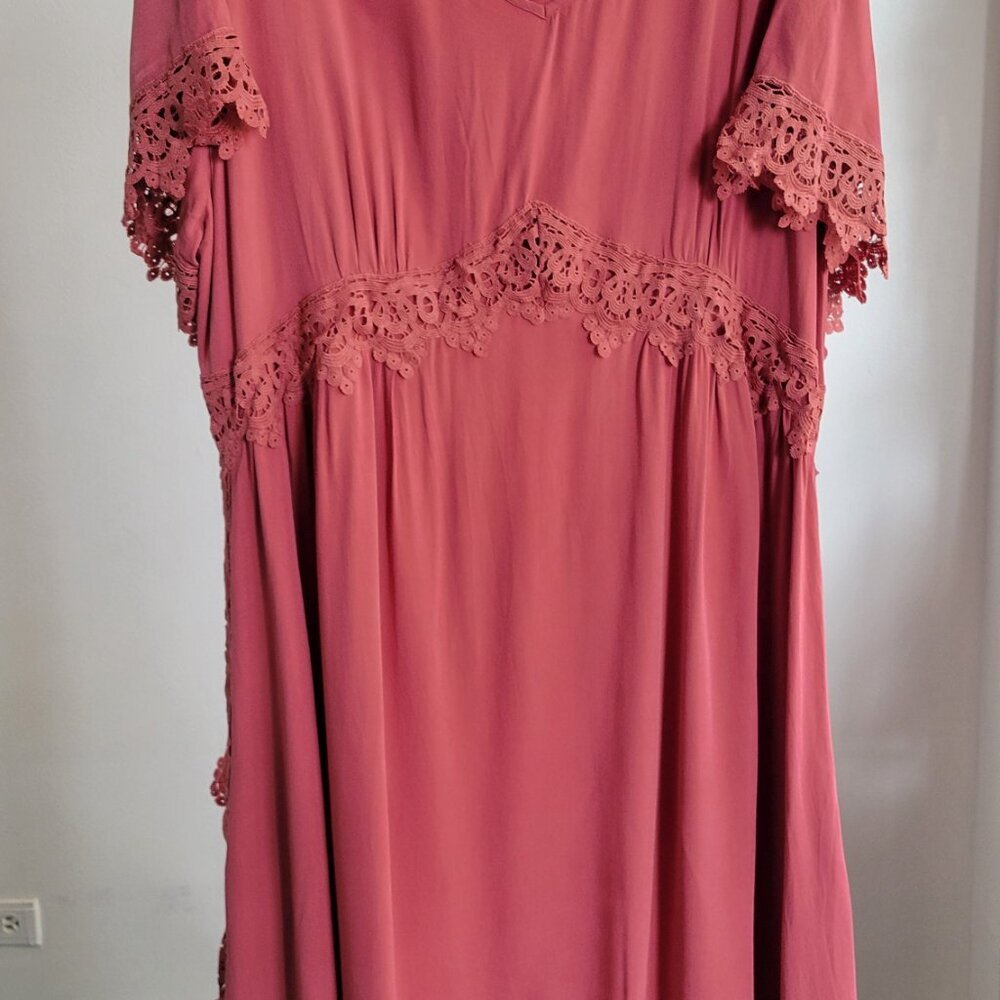 Bloom Chic Terracotta Pink Swiss Bohemian Maxi Dress (Size: 26) - Picture 3 of 12